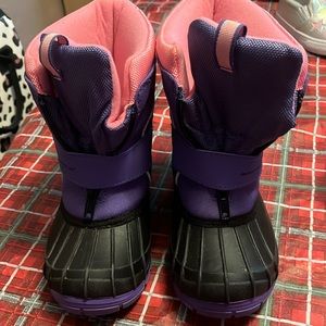 Purple/black snow boots for girls.